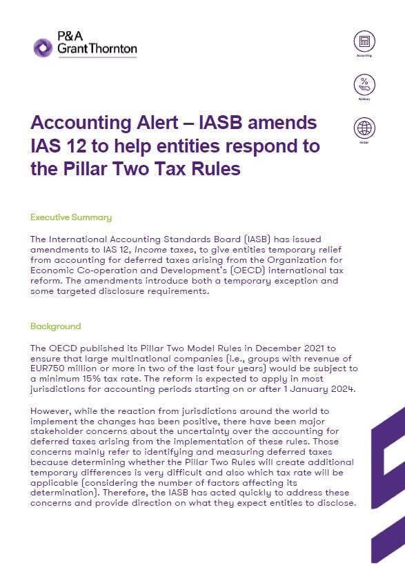 Iasb Amends Pas 12 To Help Entities Respond To The Pillar Two Tax Rules Grant Thornton 7604