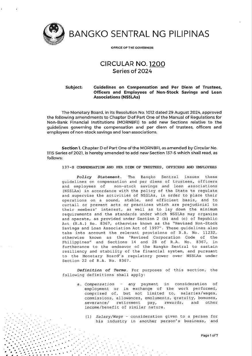 BSP Circular No. 1200