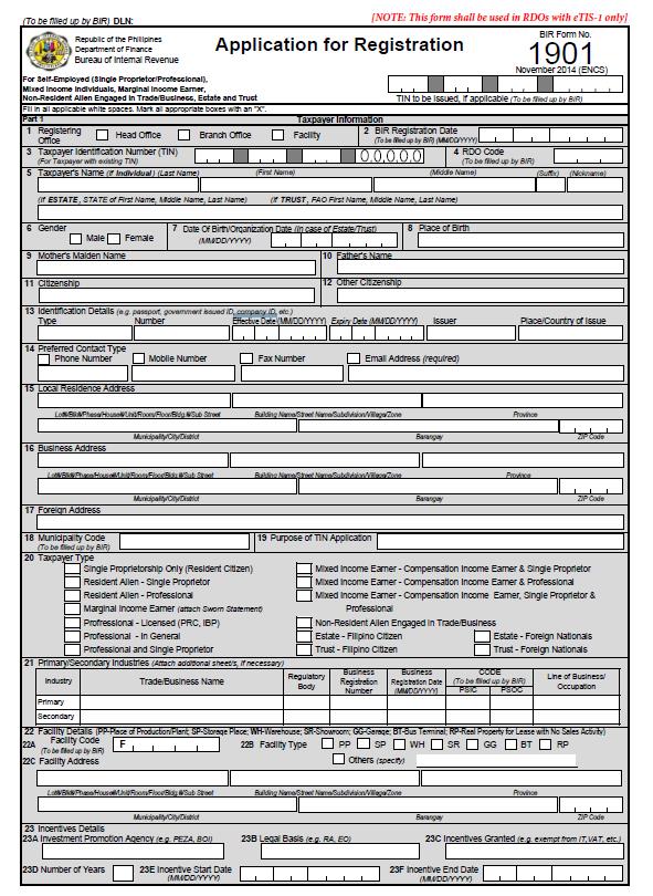 Bir Form 1901 Fillable - Printable Forms Free Online