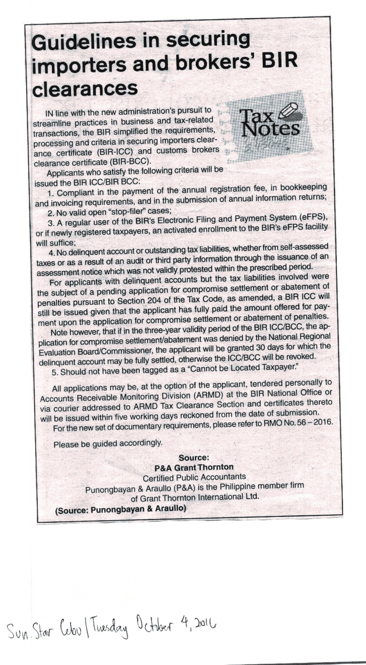 Guidelines In Securing Importers And Broker's BIR Clearances | Grant ...